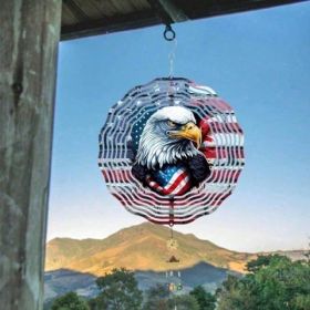 CIFbuy 3D Spinning Eagle Flag Wind Spinner Outdoor Yard Garden Decor Kinetic Patriotic Sculpture Gift (TikTok, Temu Pick-up Service)
