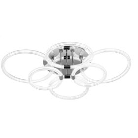 Modern LED Ceiling Light, Flush Mount Ceiling Light With Dimmable Remote Control, 6Rings Acrylic Ceiling Light Fixture For Bedroom, Living Room, Kitch