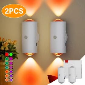 4pcs Rechargeable LED Night Light Wall Lamp Commercial StrobeLight Multi-color Mode Dimmable Indoor Light Magnetic StepLight For Entryway Bedside Desk (Option: White2PCS)