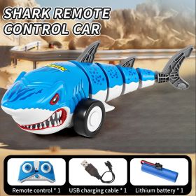 Remote Control Shark Car Toys For Kids,2.4GHz RC Cars Simulation Shark With Cool Light, 360Â° Stunt Drift & Most Terrains,Outdoor Toys For Birthday Fo (Option: Bluesingleelectric)