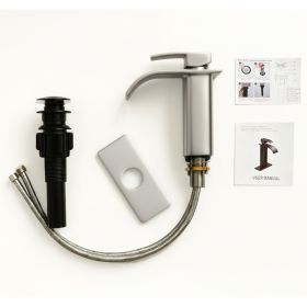Single Handle Bathroom Faucet, Stainless Steel Single Hole Lavatory Faucet, Modern Sink Faucet, Brushed Nickel (Option: 01)